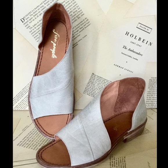 Free People Shoes - Free People Flat Sandal gray Leather Cut Out 36.5